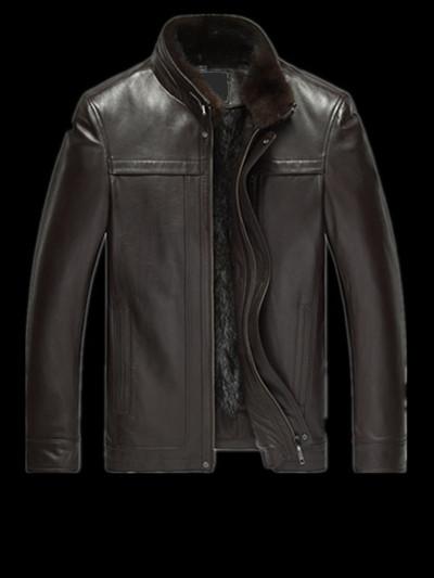 Leather Jacket with Sheepskin Shearling Liner